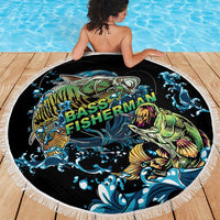 Bass Fishing Fisherman Beach Blanket Big Mouth Boat - Wonder Print Shop