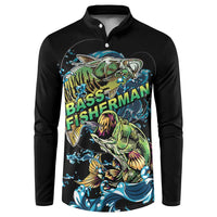 Bass Fishing Fisherman Button Sweatshirt Big Mouth Boat - Wonder Print Shop