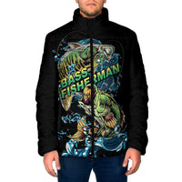 Bass Fishing Fisherman Padded Jacket Big Mouth Boat - Wonder Print Shop