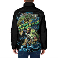 Bass Fishing Fisherman Padded Jacket Big Mouth Boat - Wonder Print Shop