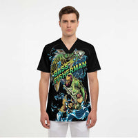 Bass Fishing Fisherman Scrub Top Big Mouth Boat - Wonder Print Shop