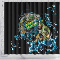 Bass Fishing Fisherman Shower Curtain Big Mouth Boat - Wonder Print Shop