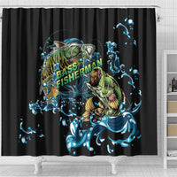 Bass Fishing Fisherman Shower Curtain Big Mouth Boat - Wonder Print Shop