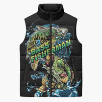 Bass Fishing Fisherman Sleeveless Puffer Jacket Big Mouth Boat - Wonder Print Shop