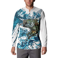 Bass Fishing Fisherman Button Sweatshirt Fish Sport Largemouth - Wonder Print Shop