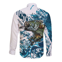 Bass Fishing Fisherman Long Sleeve Button Shirt Fish Sport Largemouth - Wonder Print Shop