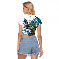 Bass Fishing Fisherman Raglan Cropped T Shirt Fish Sport Largemouth - Wonder Print Shop