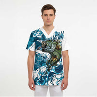 Bass Fishing Fisherman Scrub Top Fish Sport Largemouth - Wonder Print Shop