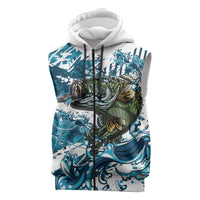 Bass Fishing Fisherman Sleeveless Zip Hoodie Fish Sport Largemouth - Wonder Print Shop