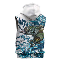 Bass Fishing Fisherman Sleeveless Zip Hoodie Fish Sport Largemouth - Wonder Print Shop