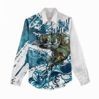 Bass Fishing Fisherman Women Casual Shirt Fish Sport Largemouth - Wonder Print Shop