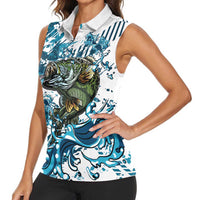 Bass Fishing Fisherman Women Sleeveless Polo Shirt Fish Sport Largemouth - Wonder Print Shop