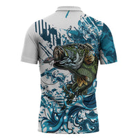 Bass Fishing Fisherman Zipper Polo Shirt Fish Sport Largemouth - Wonder Print Shop