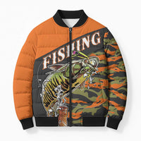 Bass Fishing Fisherman Bomber Puffer Jacket Camouflag Pattern - Wonder Print Shop