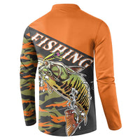 Bass Fishing Fisherman Button Sweatshirt Camouflag Pattern - Wonder Print Shop