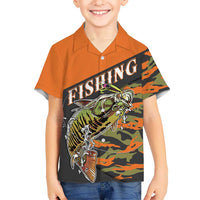 Bass Fishing Fisherman Kid Hawaiian Shirt Camouflag Pattern - Wonder Print Shop