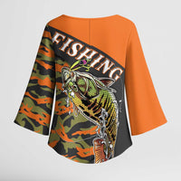 Bass Fishing Fisherman Kimono Sleeve Blouse Camouflag Pattern - Wonder Print Shop