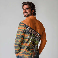 Bass Fishing Fisherman Long Sleeve Polo Shirt Camouflag Pattern - Wonder Print Shop