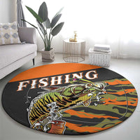 Bass Fishing Fisherman Round Carpet Camouflag Pattern - Wonder Print Shop