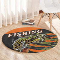 Bass Fishing Fisherman Round Carpet Camouflag Pattern - Wonder Print Shop