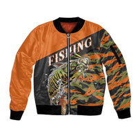 Bass Fishing Fisherman Sleeve Zip Bomber Jacket Camouflag Pattern - Wonder Print Shop