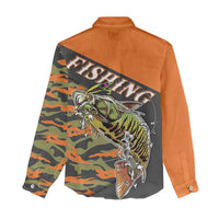 Bass Fishing Fisherman Women Casual Shirt Camouflag Pattern - Wonder Print Shop