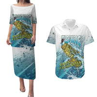 Bass Fishing Vintage Couples Matching Puletasi and Hawaiian Shirt - Wonder Print Shop
