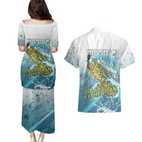 Bass Fishing Vintage Couples Matching Puletasi and Hawaiian Shirt - Wonder Print Shop