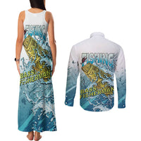 Bass Fishing Vintage Couples Matching Tank Maxi Dress and Long Sleeve Button Shirt - Wonder Print Shop