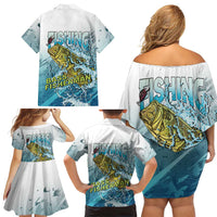 Bass Fishing Vintage Family Matching Off Shoulder Short Dress and Hawaiian Shirt - Wonder Print Shop
