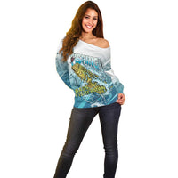 Bass Fishing Vintage Off Shoulder Sweater - Wonder Print Shop