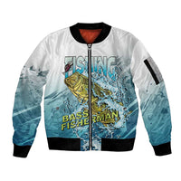 Bass Fishing Vintage Sleeve Zip Bomber Jacket - Wonder Print Shop