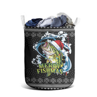 Funny Fishmas Bass Laundry Basket Fish Santa Hat Christmas Vibes - Wonder Print Shop