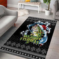 Funny Fishmas Bass Area Rug Fish Santa Hat Christmas Vibes - Wonder Print Shop