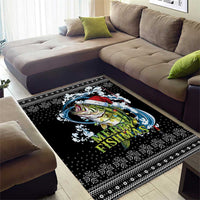 Funny Fishmas Bass Area Rug Fish Santa Hat Christmas Vibes - Wonder Print Shop