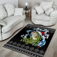 Funny Fishmas Bass Area Rug Fish Santa Hat Christmas Vibes - Wonder Print Shop