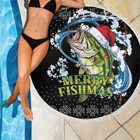Funny Fishmas Bass Beach Blanket Fish Santa Hat Christmas Vibes - Wonder Print Shop