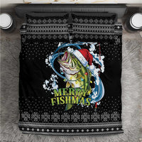 Funny Fishmas Bass Bedding Set Fish Santa Hat Christmas Vibes - Wonder Print Shop