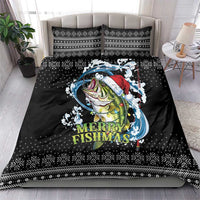 Funny Fishmas Bass Bedding Set Fish Santa Hat Christmas Vibes - Wonder Print Shop