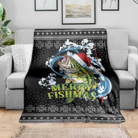 Funny Fishmas Bass Blanket Fish Santa Hat Christmas Vibes - Wonder Print Shop