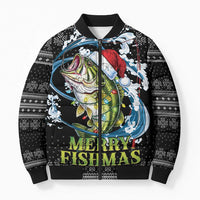 Funny Fishmas Bass Bomber Puffer Jacket Fish Santa Hat Christmas Vibes - Wonder Print Shop