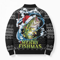 Funny Fishmas Bass Bomber Puffer Jacket Fish Santa Hat Christmas Vibes - Wonder Print Shop