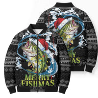 Funny Fishmas Bass Bomber Puffer Jacket Fish Santa Hat Christmas Vibes - Wonder Print Shop