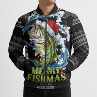 Funny Fishmas Bass Bomber Puffer Jacket Fish Santa Hat Christmas Vibes - Wonder Print Shop