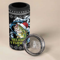 Funny Fishmas Bass 4 in 1 Can Cooler Tumbler Fish Santa Hat Christmas Vibes - Wonder Print Shop