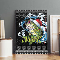 Funny Fishmas Bass Canvas Wall Art Fish Santa Hat Christmas Vibes - Wonder Print Shop
