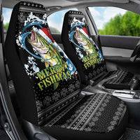 Funny Fishmas Bass Car Seat Cover Fish Santa Hat Christmas Vibes - Wonder Print Shop