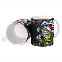 Funny Fishmas Bass Ceramic Mug Fish Santa Hat Christmas Vibes - Wonder Print Shop