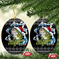 Funny Fishmas Bass Ceramic Ornament Fish Santa Hat Christmas Vibes - Wonder Print Shop