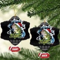 Funny Fishmas Bass Ceramic Ornament Fish Santa Hat Christmas Vibes - Wonder Print Shop
